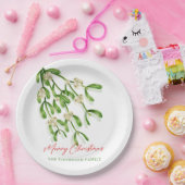 Waterverf Vrolijke Kerstbessen Branches Papieren Bordje (Feest)