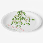 Waterverf Vrolijke Kerstbessen Branches Papieren Bordje (Gekanteld)