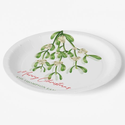 Waterverf Vrolijke Kerstbessen Branches Papieren Bordje (Gekanteld)