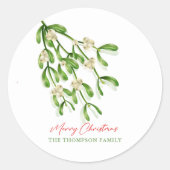 Waterverf Vrolijke Kerstbessen Branches Ronde Sticker (Voorkant)