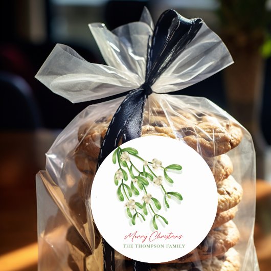 Waterverf Vrolijke Kerstbessen Branches Ronde Sticker