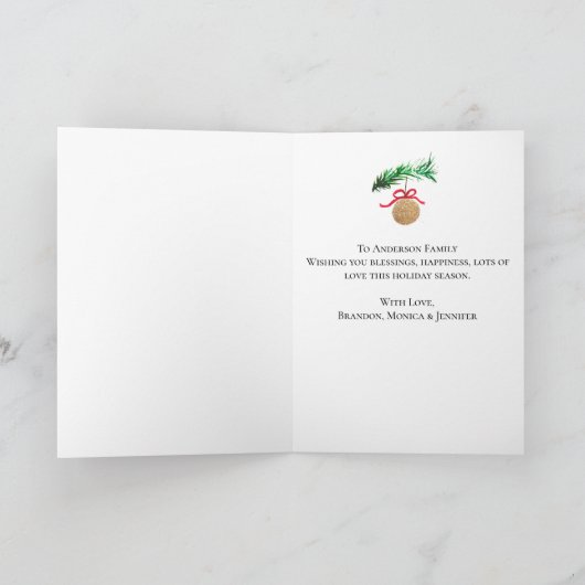 Waterverf Vrolijke kerstboom Vrolijk en helder Feestdagen Kaart (Binnen)