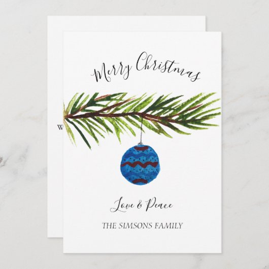 Waterverf Vrolijke kerstboom Vrolijk en helder Feestdagenkaart (Voorkant / Achterkant)