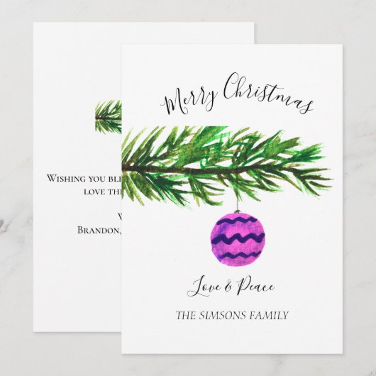 Waterverf Vrolijke kerstboom Vrolijk en helder Feestdagenkaart (Voorkant / Achterkant)