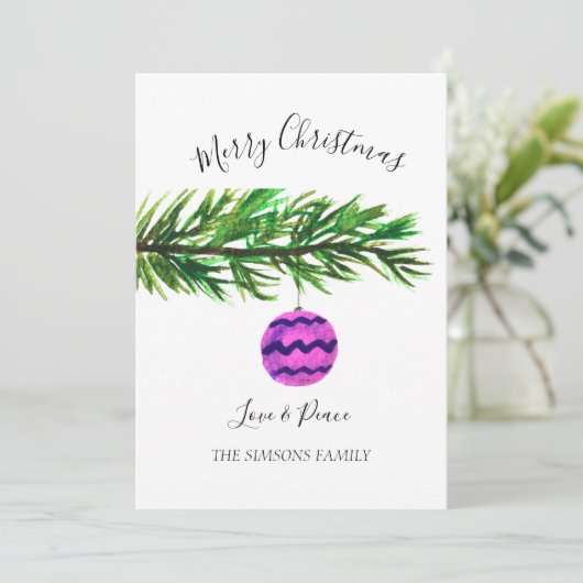 Waterverf Vrolijke kerstboom Vrolijk en helder Feestdagenkaart (Staand voorkant)