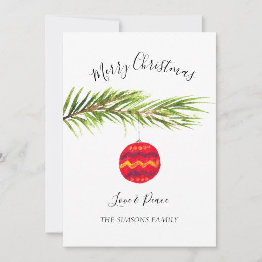 Waterverf Vrolijke kerstboom Vrolijk en helder Feestdagenkaart (Voorkant)