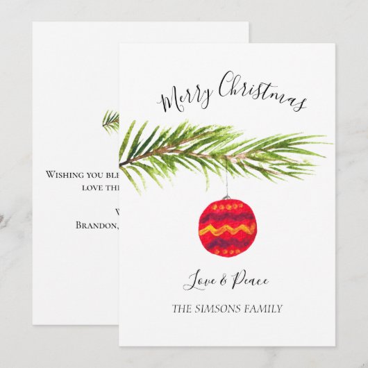 Waterverf Vrolijke kerstboom Vrolijk en helder Feestdagenkaart (Voorkant / Achterkant)