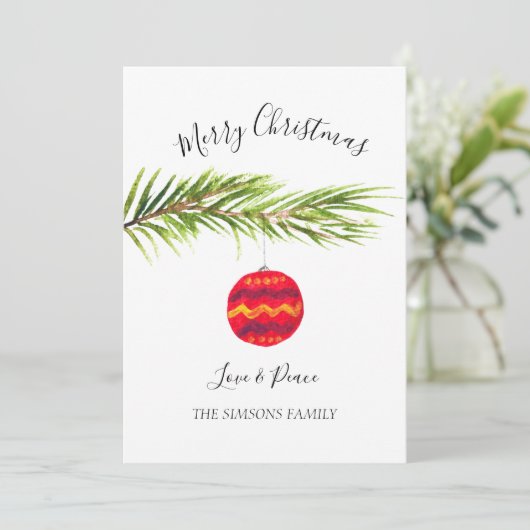 Waterverf Vrolijke kerstboom Vrolijk en helder Feestdagenkaart (Staand voorkant)