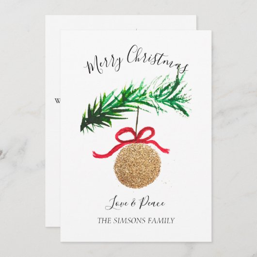 Waterverf Vrolijke kerstboom Vrolijk en helder Feestdagenkaart (Voorkant / Achterkant)