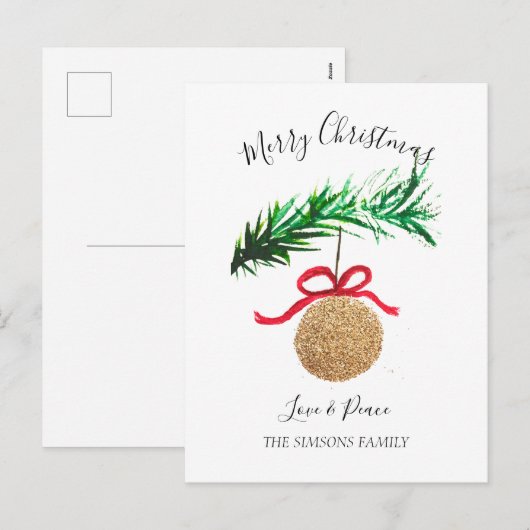 Waterverf Vrolijke kerstboom Vrolijk en helder Feestdagenkaart (Voorkant / Achterkant)