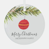 Waterverf Vrolijke kerstboom Vrolijk en helder Glas Ornament (Voorkant)