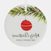 Waterverf Vrolijke kerstboom Vrolijk en helder Glas Ornament (Achterkant)