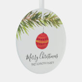 Waterverf Vrolijke kerstboom Vrolijk en helder Glas Ornament (Voorkant Rechts)