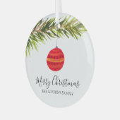 Waterverf Vrolijke kerstboom Vrolijk en helder Glas Ornament (Voorkant links)