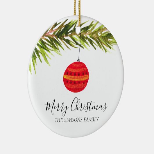 Waterverf Vrolijke kerstboom Vrolijk en helder Keramisch Ornament (Rechts)