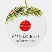 Waterverf Vrolijke kerstboom Vrolijk en helder Keramisch Ornament (Voorkant)