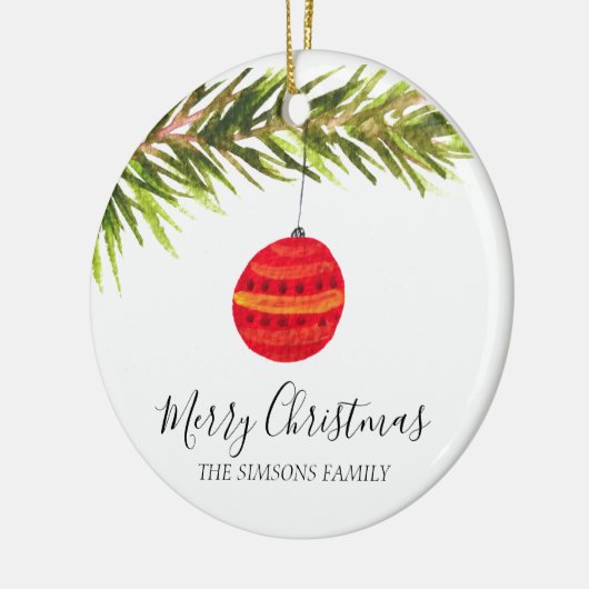 Waterverf Vrolijke kerstboom Vrolijk en helder Keramisch Ornament (Links)