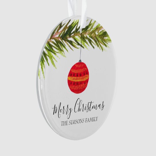 Waterverf Vrolijke kerstboom Vrolijk en helder Ornament (voorkant)