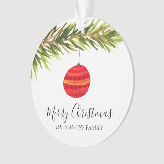 Waterverf Vrolijke kerstboom Vrolijk en helder Ornament (voorkant)