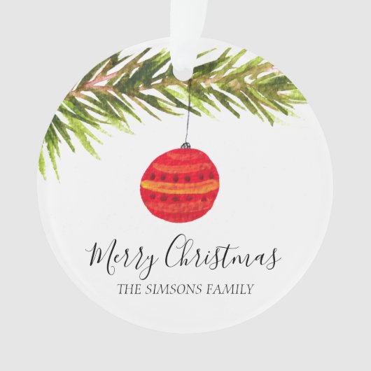 Waterverf Vrolijke kerstboom Vrolijk en helder Ornament (voorkant)