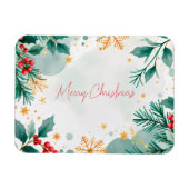 Waterverf Vrolijke kerstmagneet met bladeren Magneet (Horizontaal)