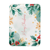 Waterverf Vrolijke kerstmagneet met bladeren Magneet (Verticaal)