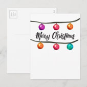 Waterverf, Vrolijke Kerstmis, de Ballen van het Feestdagenkaart (Voorkant / Achterkant)