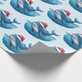 Waterverf vrolijke kerstwalvistekening cadeaupapier (Hoek)