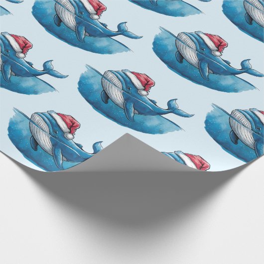 Waterverf vrolijke kerstwalvistekening cadeaupapier (Hoek)