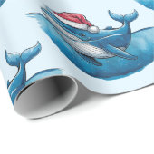 Waterverf vrolijke kerstwalvistekening cadeaupapier (Rol Hoek)