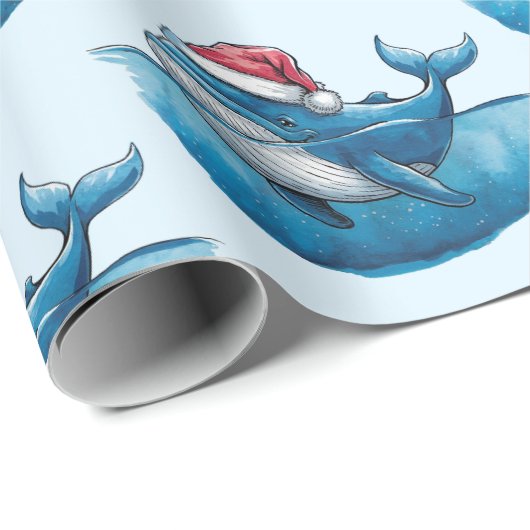 Waterverf vrolijke kerstwalvistekening cadeaupapier (Rol Hoek)