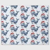 Waterverf vrolijke kerstwalvistekening cadeaupapier (Vlak)