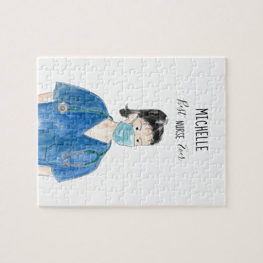 Waterverf Vrouw Beste verpleegkundige ooit-gezicht Legpuzzel (Horizontaal)