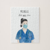 Waterverf Vrouw Beste verpleegkundige ooit-gezicht Legpuzzel (Verticaal)