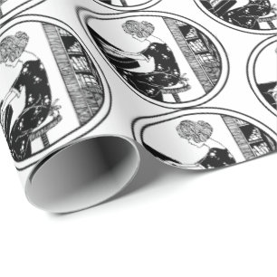 Waterverf  vrouw die Piano Music Art speelt Cadeaupapier