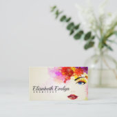 Waterverf vrouw in haar gezicht met bloemen visitekaartje (Staand voorkant)