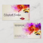 Waterverf vrouw in haar gezicht met bloemen visitekaartje (Voorkant / Achterkant)