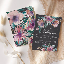 Waterverf Vrouw Invite, hand geschilderd Floral Bo Kaart