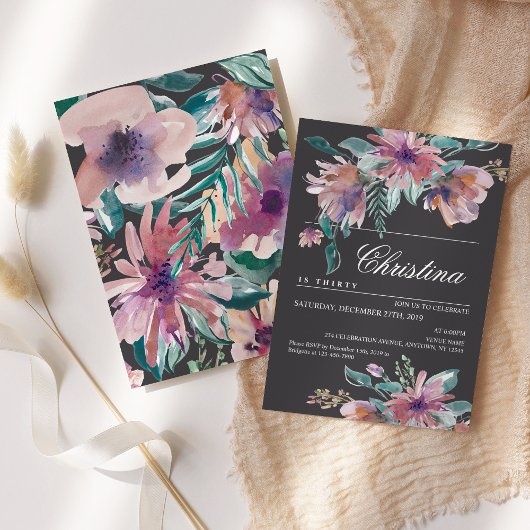 Waterverf Vrouw Invite, hand geschilderd Floral Bo Kaart