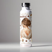 Waterverf vrouw met bruin haar Boho bevestiging Waterfles