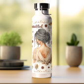 Waterverf Vrouw Met Grijs Haar Boho Affirmatie Waterfles