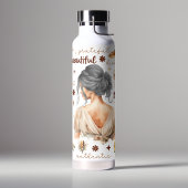 Waterverf Vrouw Met Grijs Haar Boho Affirmatie Waterfles