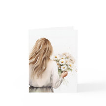 Waterverf vrouw met madeliefje