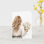 Waterverf vrouw met madeliefje kaart (Gele Bloem)