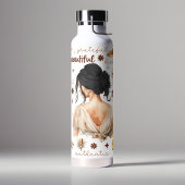 Waterverf vrouw met zwart haar boho bevestiging waterfles