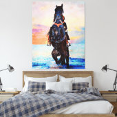 *~* Waterverf Vrouw Paard Strand AR22 Paardachtige Canvas Afdruk (Insitu (Slaapkamer))
