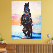 *~* Waterverf Vrouw Paard Strand AR22 Paardachtige Canvas Afdruk (Insitu (Woonkamer))