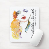 Waterverf vrouw portret make-up artiest branding muismat (Met muis)