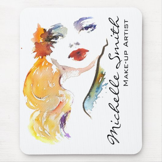Waterverf vrouw portret make-up artiest branding muismat (Voorkant)