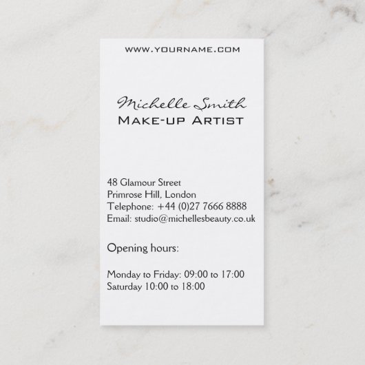 Waterverf vrouw portret make-up artiest branding visitekaartje (Achterkant)